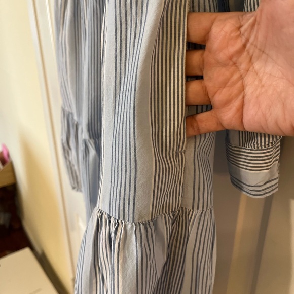 Time and Tru Mini Striped Blue White Long Sleeve Button-Down Shirt Dress. Med - Picture 9 of 14